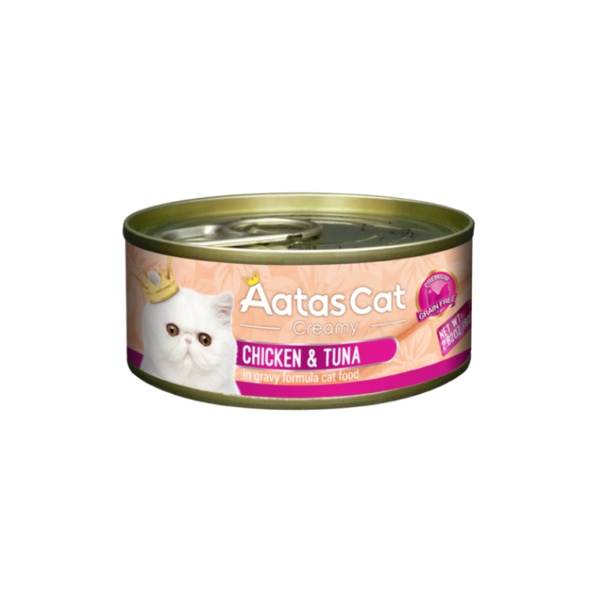 AATAS Creamy Chicken & Tuna konservai katėms su vištiena ir tunu padaže 80 g