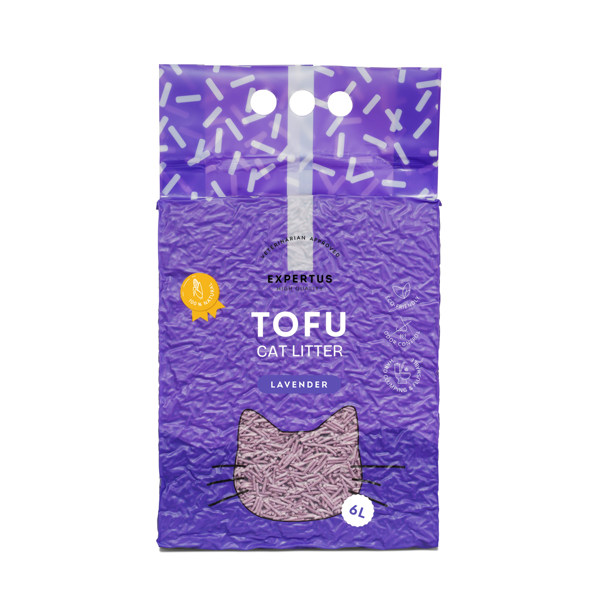 EXPERTUS Tofu kraikas katėms,  levandų kvapo, 6 L (2,6 kg), 2 mm   