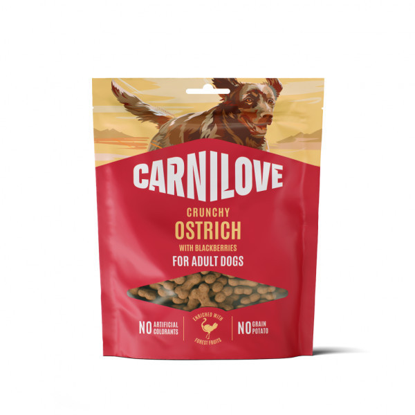 CARNILOVE Ostrich with Blackberries skanėstas šunims su strutiena, 200 g