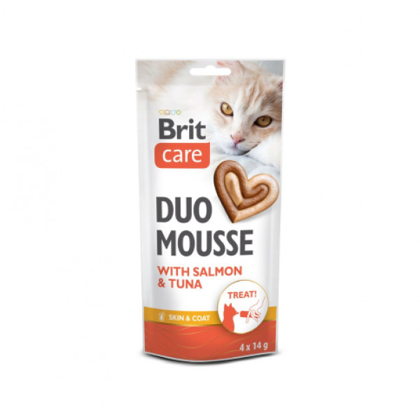BRIT CARE Cat Creamy Duo Mousse with Salmon Tuna skanėstai katėms, 4x14g
