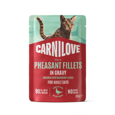CARNILOVE Pheasant Raspberry Leaves konservai katėms su vištiena ir fazano mėsa 85 g