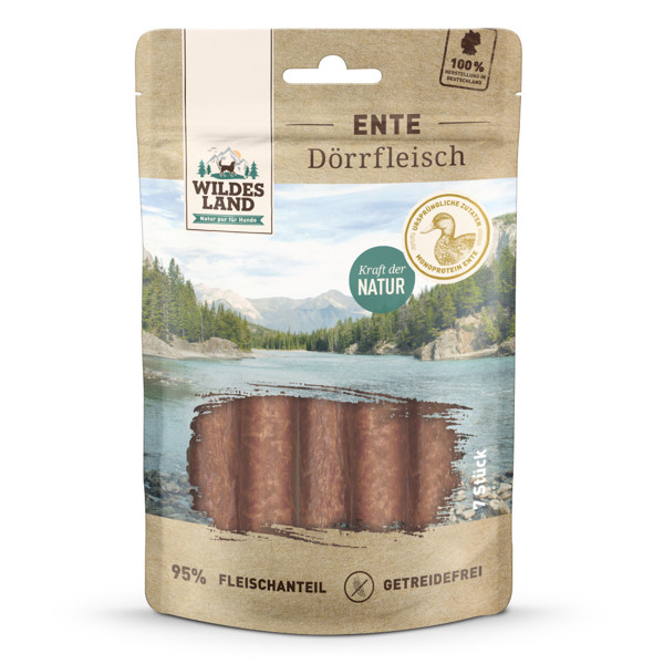WILDES LAND Duck dried meat skanėstai šunims su antiena, 150 g / 7vnt.