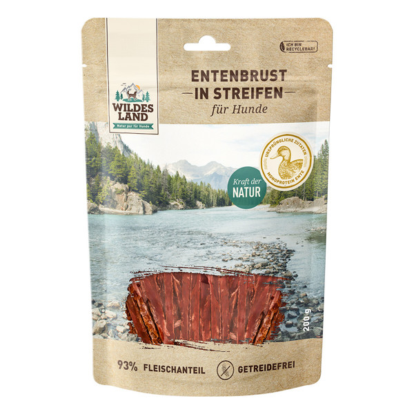 WILDES LAND Duckbreast in strips skanėstai šunims su antienos krutinėle, 200 g