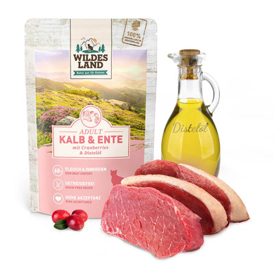WILDES LAND Calf and duck konservai katėms su veršiena ir antiena, 100 g