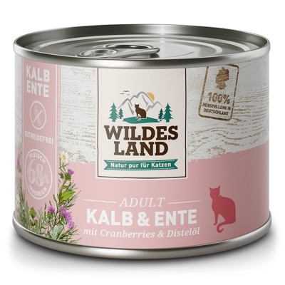 WILDES LAND Calf and duck konservai katėms su veršiena ir antiena, 200 g