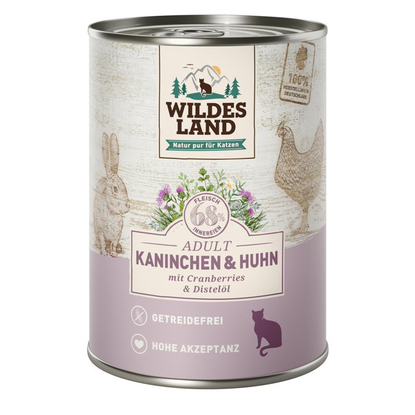 WILDES LAND Rabbit and chicken konservai katėms su triušiena ir vištiena, 400 g