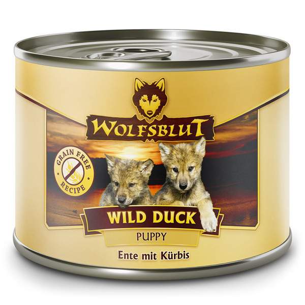 WOLFSBLUT Wild Duck su antiena konservai šuniukams, 200 g
