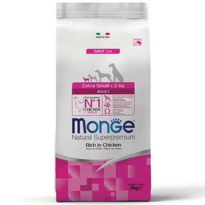 MONGE Extra Small Adult sausas maistas labai mažiems šunims, 3 kg