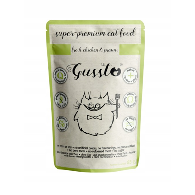GUSSTO Fresh Chicken & Prawns konservai katėms su vištiena ir krevetėmis, 85g
