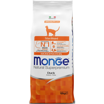MONGE Adult sausas maistas sterilizuotoms katėms su antiena (monoproteinas), 10 kg