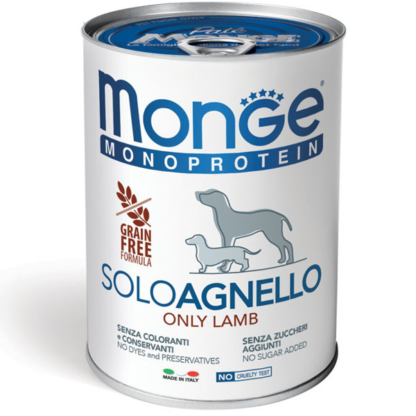 MONGE Monoproteico "Solo" konservai šunims 100% su ėriena, 400 g