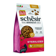 SCHESIR Animal Monoprotein Formula Sterilized chicken  maistas steril. katėms su višiena, 300g+100g