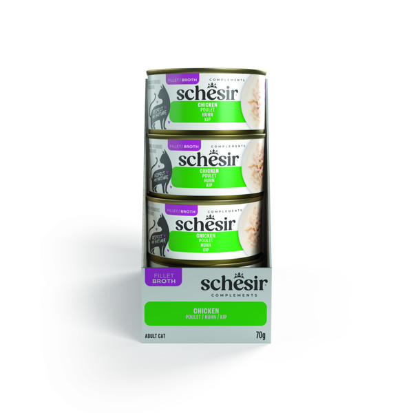 SCHESIR Complements Chicken sriuba katėms su vištiena, 70g 