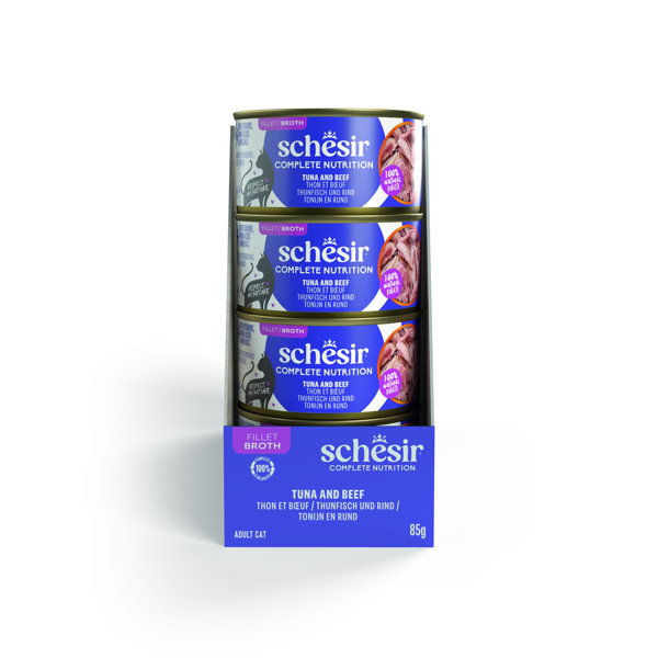 SCHESIR Complete Nutrition Tuna and beef sriuba katėms su tunu ir jautiena, 85g