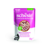 SCHESIR Complete Nutrition Tuna and chicken with ham skanėstas katėms su tunu ir kumpiu, 85g