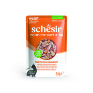 SCHESIR Complete Nutrition Tuna and chicken with shrimps skanėstas katėms su tunu ir krevetėmis, 85g