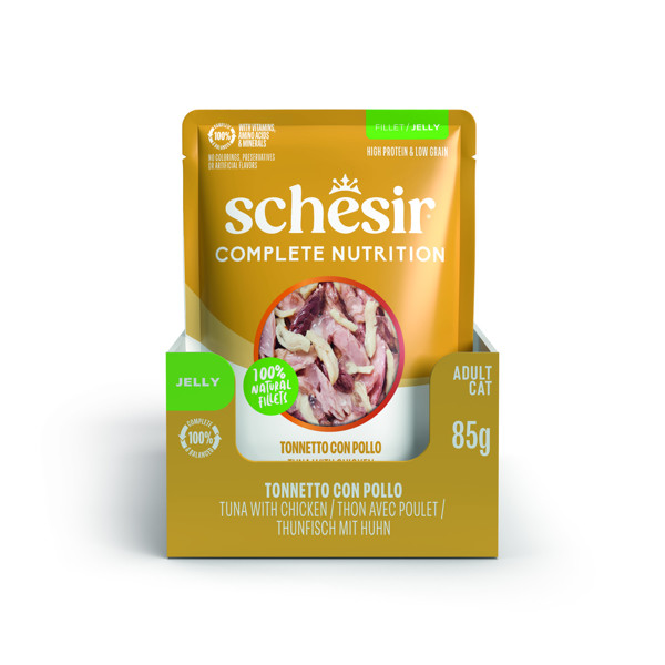SCHESIR Complete Nutrition Tuna with chicken skanėstas katėms su tunu ir vištiena, 85g