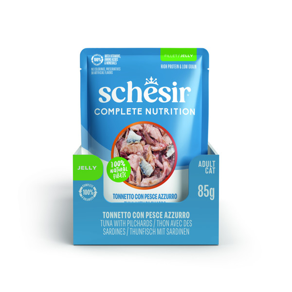 SCHESIR Complete Nutrition Tuna with pilchards skanėstas katėms su tunu ir sardinėmis, 85g