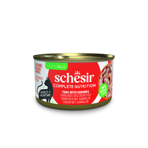 SCHESIR Complete Nutrition Tuna with shrimps konservai katėms su tunu ir krevetėmis, 85g