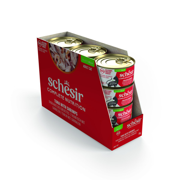 SCHESIR Complete Nutrition Tuna with shrimps konservai katėms su tunu ir krevetėmis, 85g