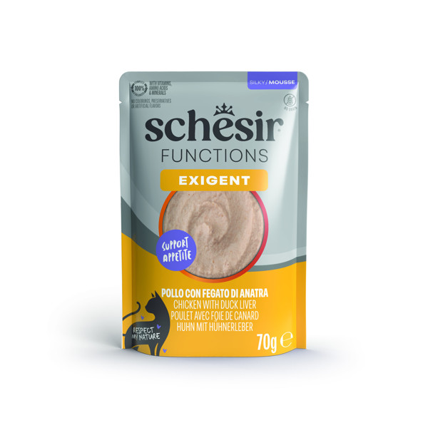 SCHESIR Functions Exigent Chicken with Duck Liver skanėstas su višt. ir anties kepenėlemis, 70g