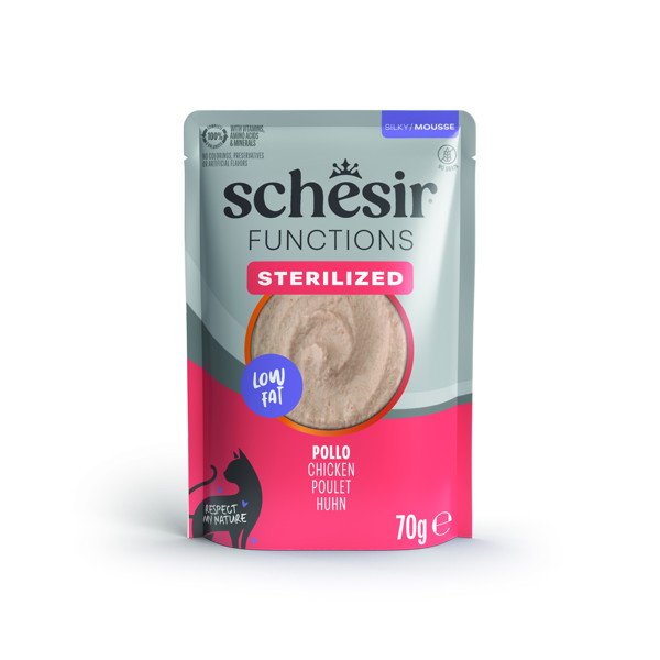 SCHESIR Functions Sterilized Chicken skanėstas sterilizuotoms katėms su vištiena, 70g