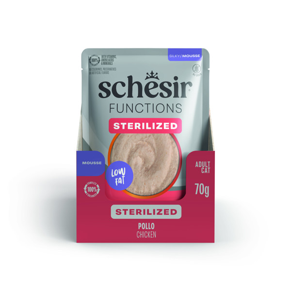 SCHESIR Functions Sterilized Chicken skanėstas sterilizuotoms katėms su vištiena, 70g