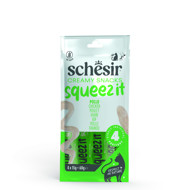 SCHESIR Squeez It Chicken kreminis skanėtsas katėms su vištiena, 4x15g