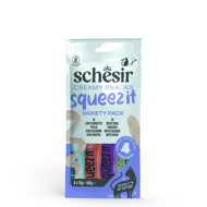 SCHESIR Squeez It Variety Pack įvairių skonių kreminiai skanėstai katėms, 4x15g