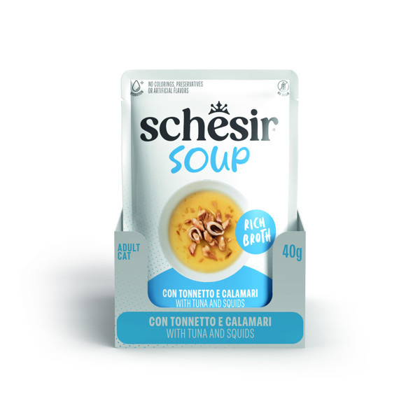 SCHESIR Soup Tuna and squids sriuba katėms su tunu ir kalmaru,  40g 