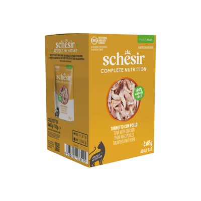 SCHESIR Complete Nutrition Tuna with chicken skanėstas katėms su tunu ir vištiena, 6x85g
