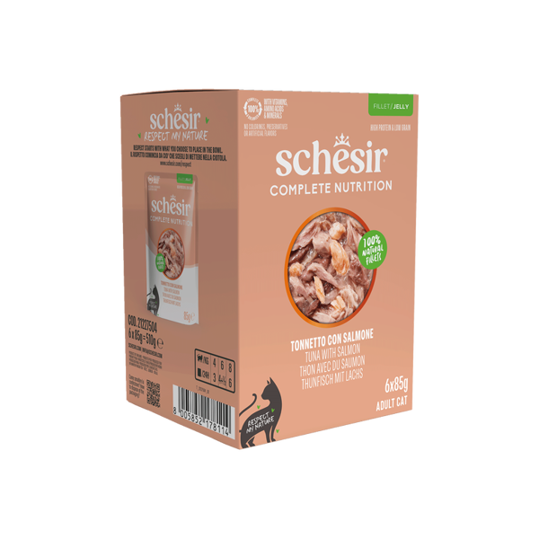 SCHESIR Complete Nutrition Tuna with salmon skanėstas katėms su tunu ir lašiša, 6x85g