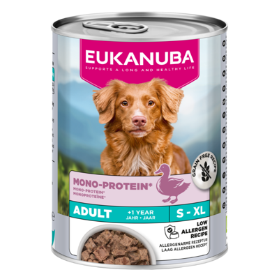 Eukanuba Special Care Monoprotein konservuotas maistas šunims su antiena, 400 g