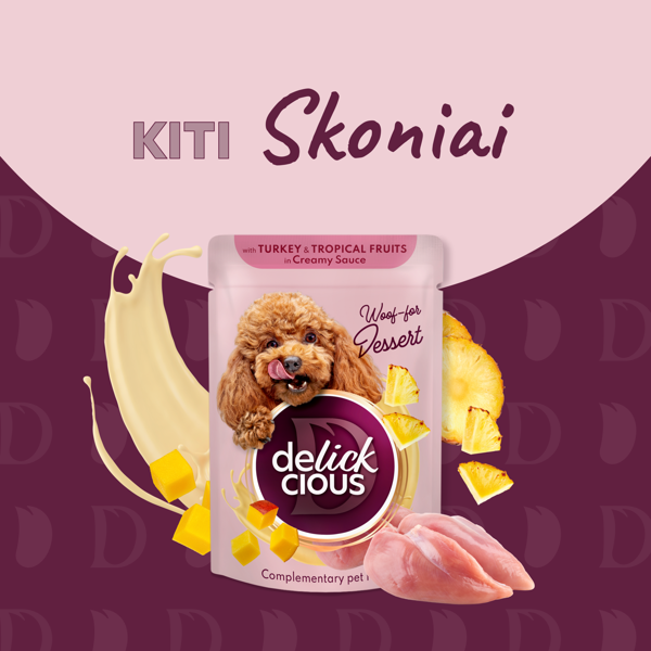 DELICKCIOUS konservuotas pašaras su ėriena ir uogomis suaugusiems šunims, 80 g
