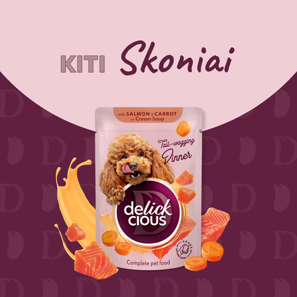  DELICKCIOUS konservuotas pašaras su kalakutiena ir sūriu suaugusiems šunims, 85 g