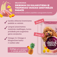  DELICKCIOUS konservuotas pašaras su kalakutiena ir trop. vaisiais suaugusiems šunims, 80 g