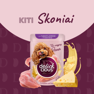  DELICKCIOUS konservuotas pašaras su lašiša ir morkomis suaugusiems šunims, 85 g