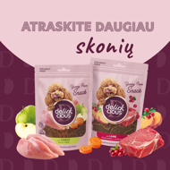 DELICKCIOUS ore džiovinti skanėstai su jautiena ir moliūgais suaugusiems šunims, 80 g