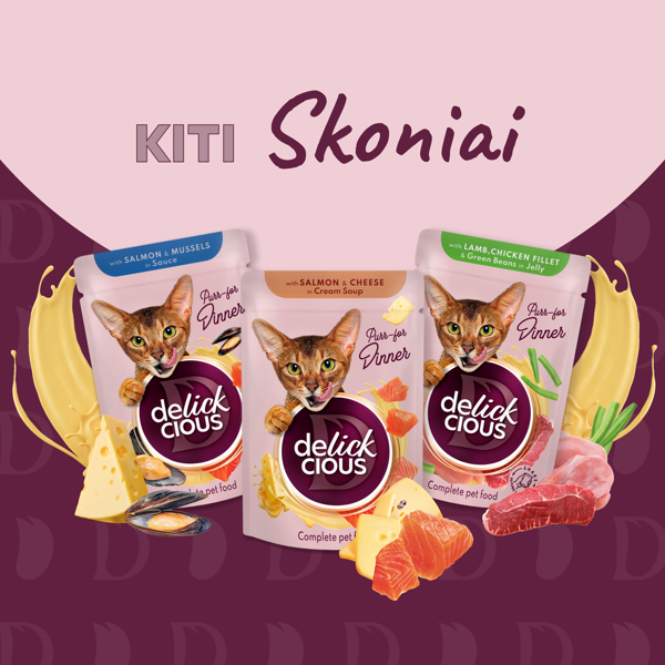 DELICKCIOUS konservuotas pašaras su antiena ir moliūgais suaugusioms katėms, 85 g
