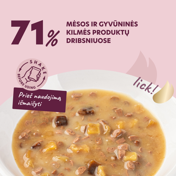 DELICKCIOUS konservuotas pašaras su triušiena ir egzotiniais vaisiais suaugusioms katėms, 80 g
