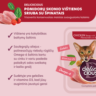 DELICKCIOUS konservuotas pašaras suaugusioms katėms - sriuba su pomidorais ir vištiena, 80 g