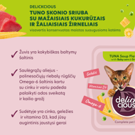DELICKCIOUS konservuotas pašaras suaugusioms katėms - tuno sriuba su kukurūzais, 80 g