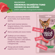 DELICKCIOUS kreminiai skanėstai su tunu ir alijošiumi suaugusioms katėms (4x15 g), 60 g