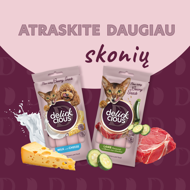 DELICKCIOUS kreminiai skanėstai su vištiena, sūriu ir smidrais suaugusioms katėms (4x15 g), 60 g