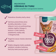 DELICKCIOUS pašaro papildas suaugusioms katėms - sriuba su tunu, 140 g