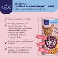 DELICKCIOUS pašaro papildas suaugusioms katėms - sriuba su vandenyno žuvimi, 140 g