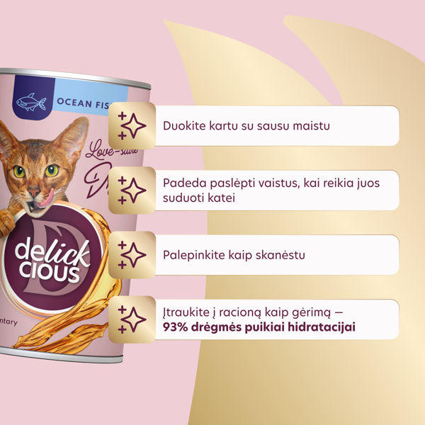 DELICKCIOUS pašaro papildas suaugusioms katėms - sriuba su vandenyno žuvimi, 140 g paveikslėlis