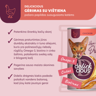 DELICKCIOUS pašaro papildas suaugusioms katėms - sriuba su vištiena, 140 g