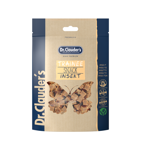 DR.CLAUDER'S Trainee Snack skanėstai kubeliais su vabzdžiais šunims ir katėms, 80g