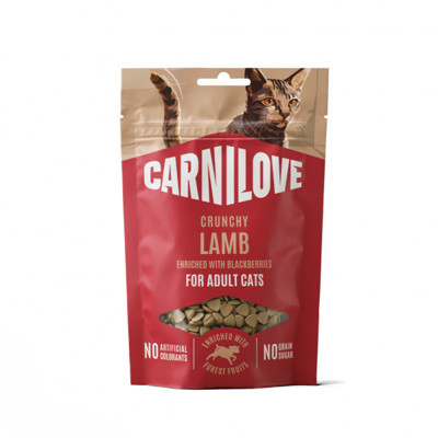 CARNILOVE traškūs skanėstai su ėriena ir juod. serbentais katėms, 50 g